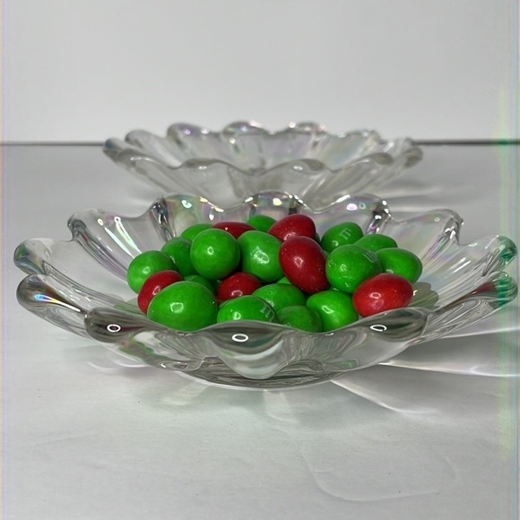 Vintage Federal Glass Iridescent Carnival Glass Bowl Lot of 2 Trinket Dish 1.75” - Picture 10 of 12